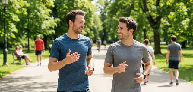 Deux coureurs en train de discuter