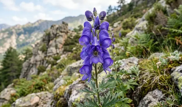Fleur violette de l_Aconit de Corse