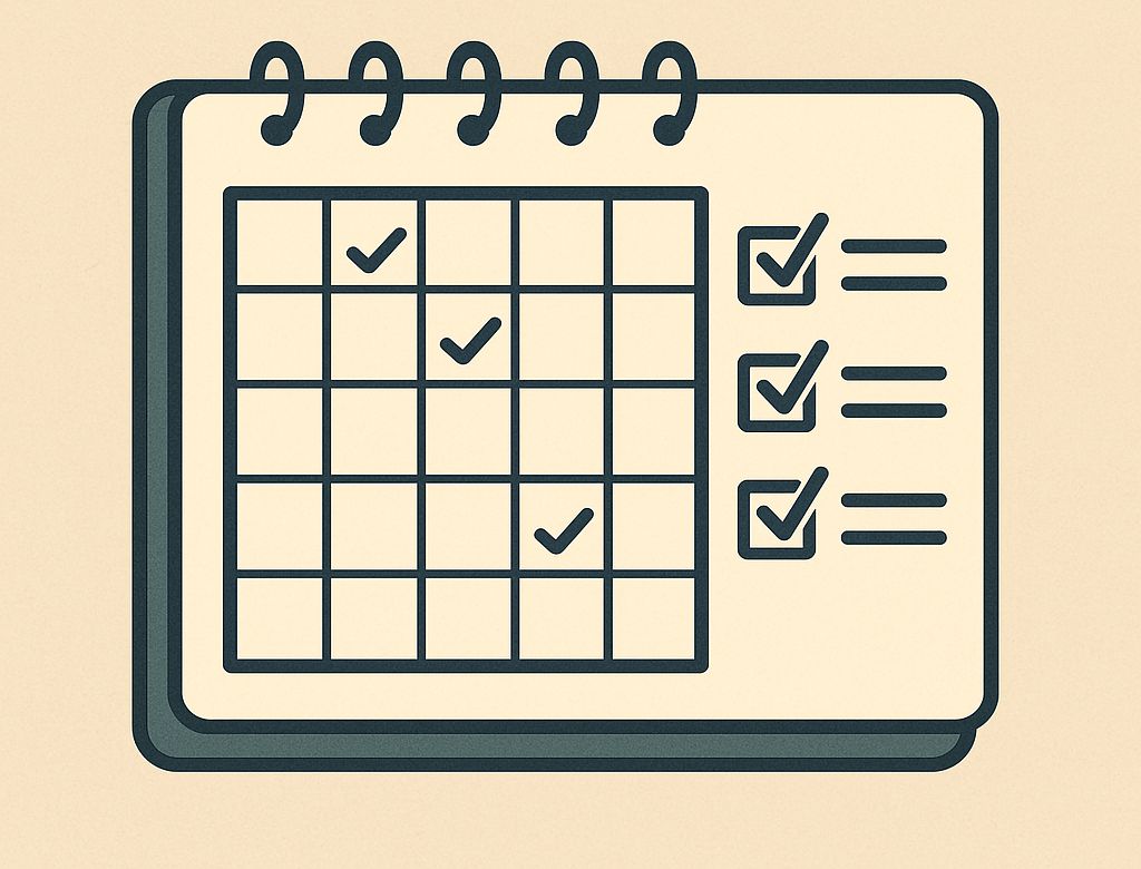 Un carnet avec une checklist cochée