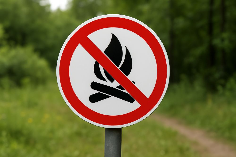 Panneau feu de camp interdit